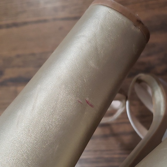 Gold Block Heels Open Toe - Picture 11 of 16